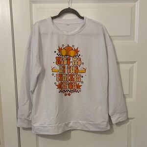 NWOT White ‘Meet Me at the Pumpkin Patch” Women’s Crewneck Sweatshirt - Size L